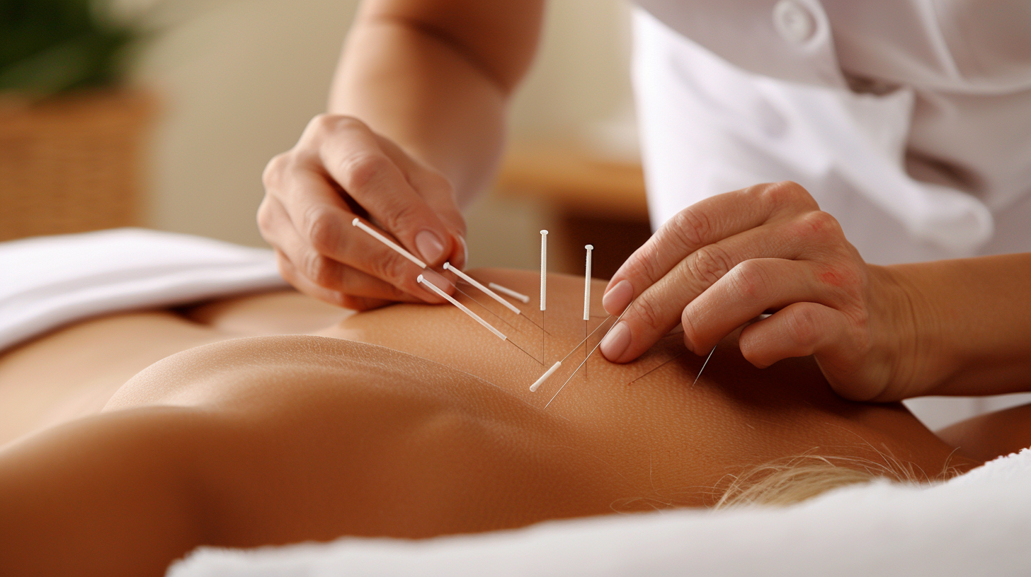 a person getting acupuncture treatment on their back