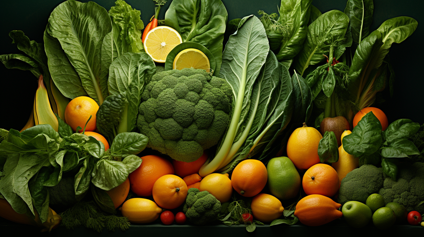green vegetables and citrus fruits