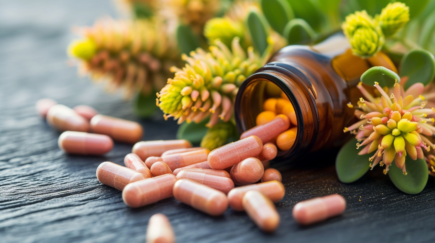 rhodiola rosea flowers and pills