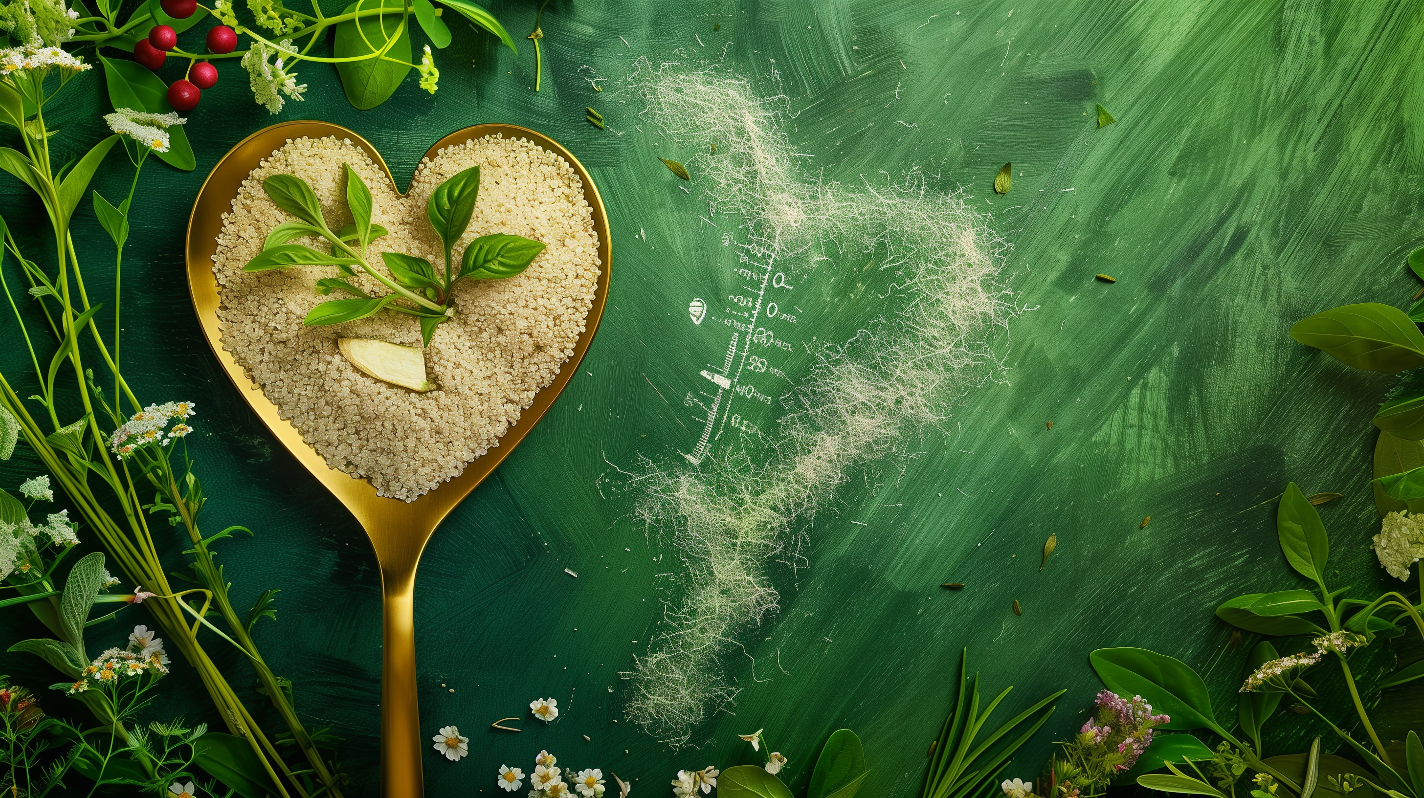 spoon with psyllium husk, and herbs