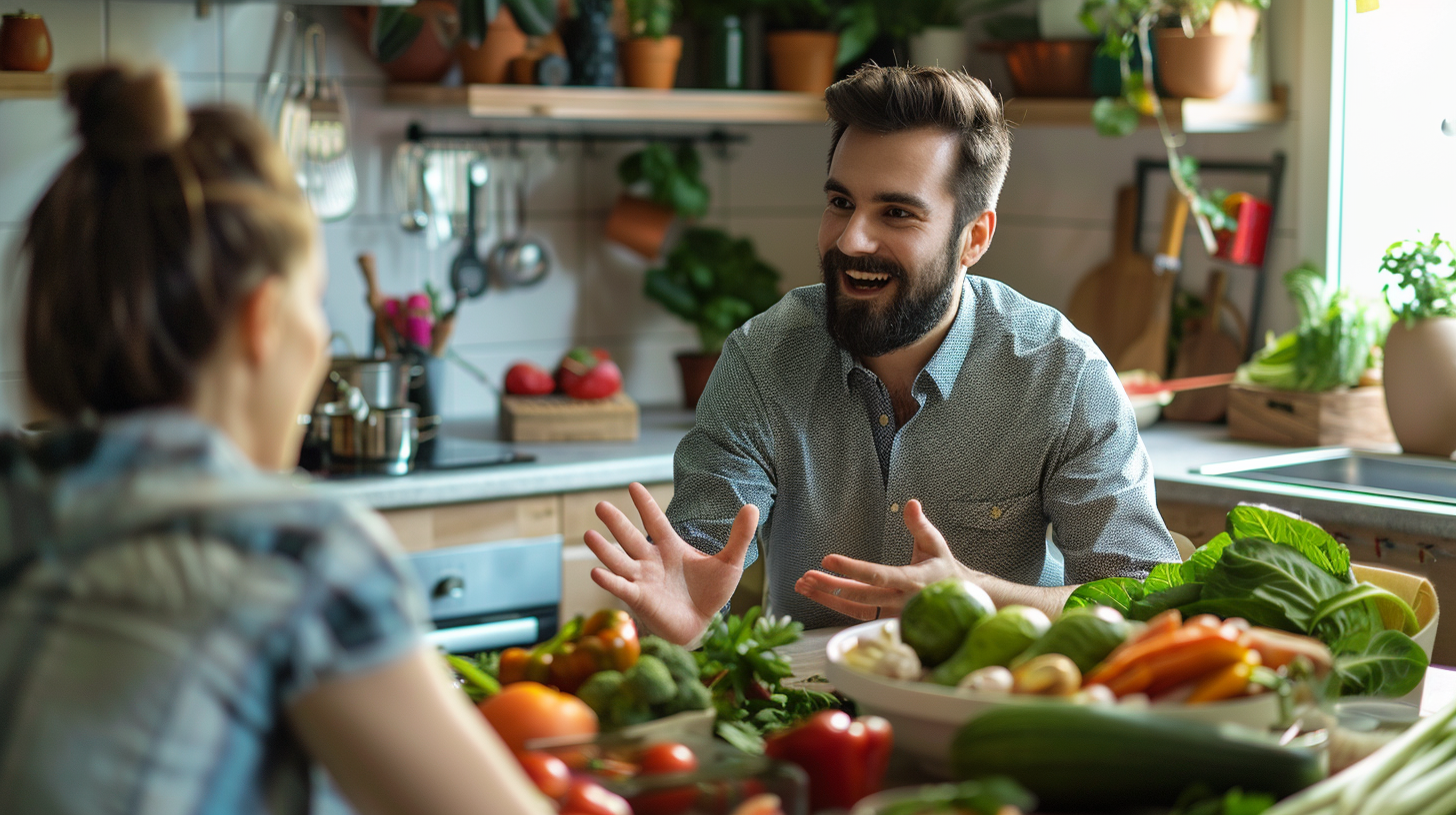 a woman talking to a dietician for food advice