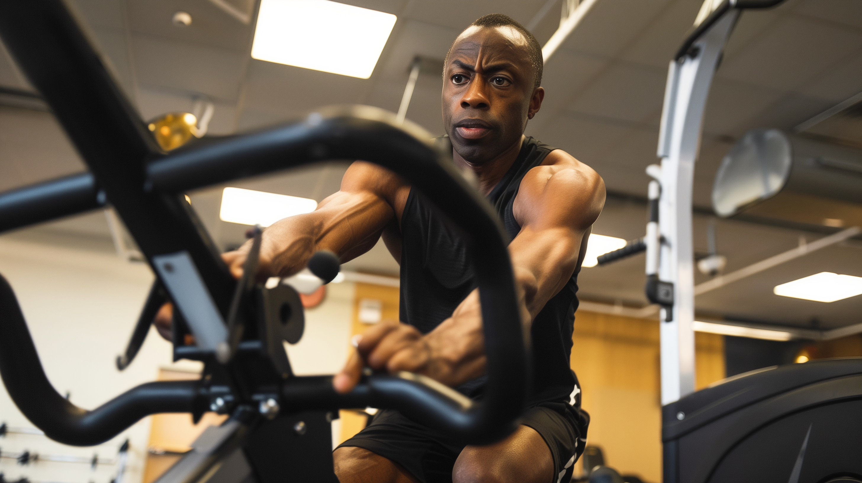 a man working out on a stationary bike - fasted cardio