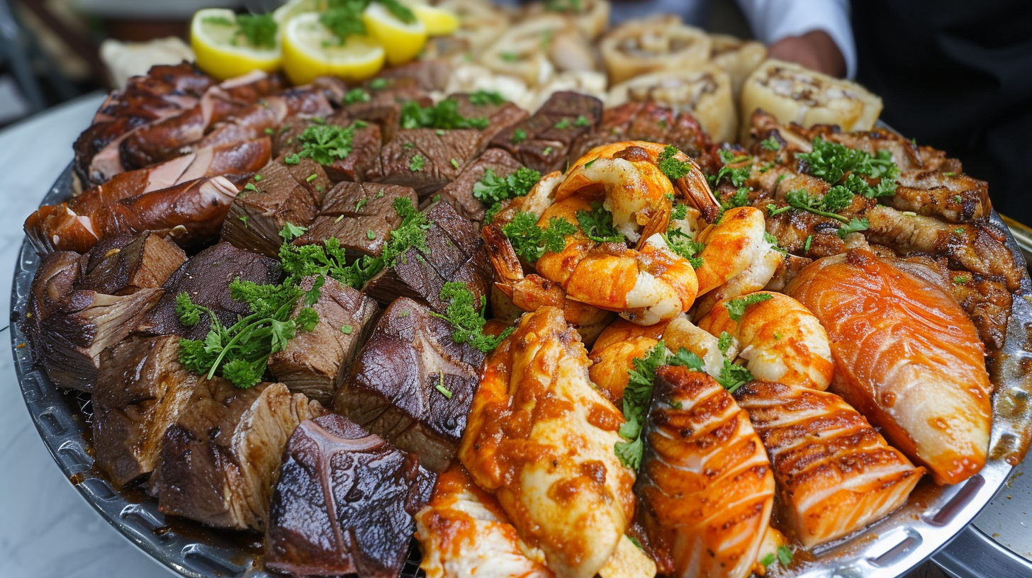 a platter of various meats