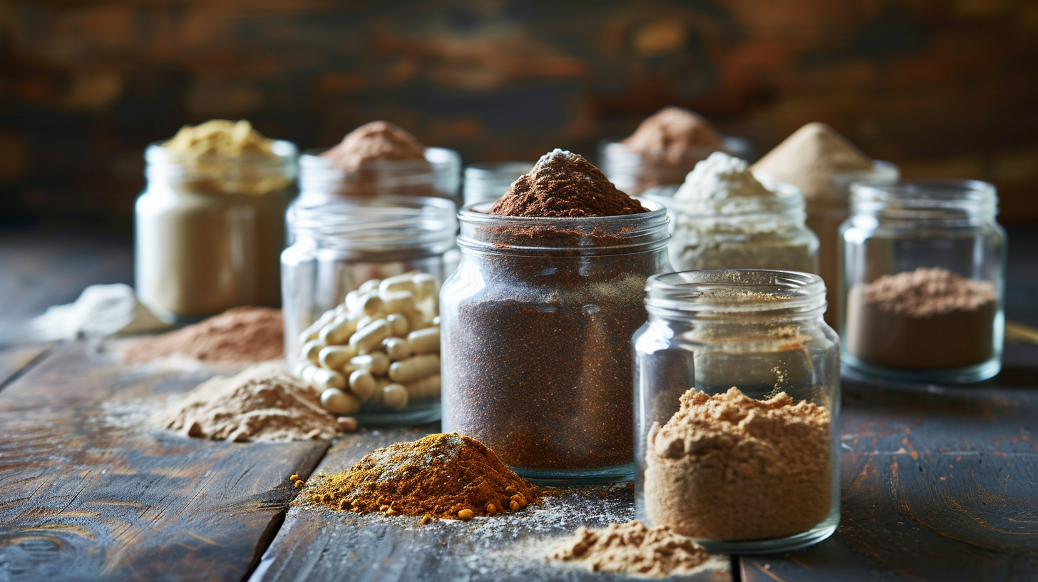 various powders in mason jars