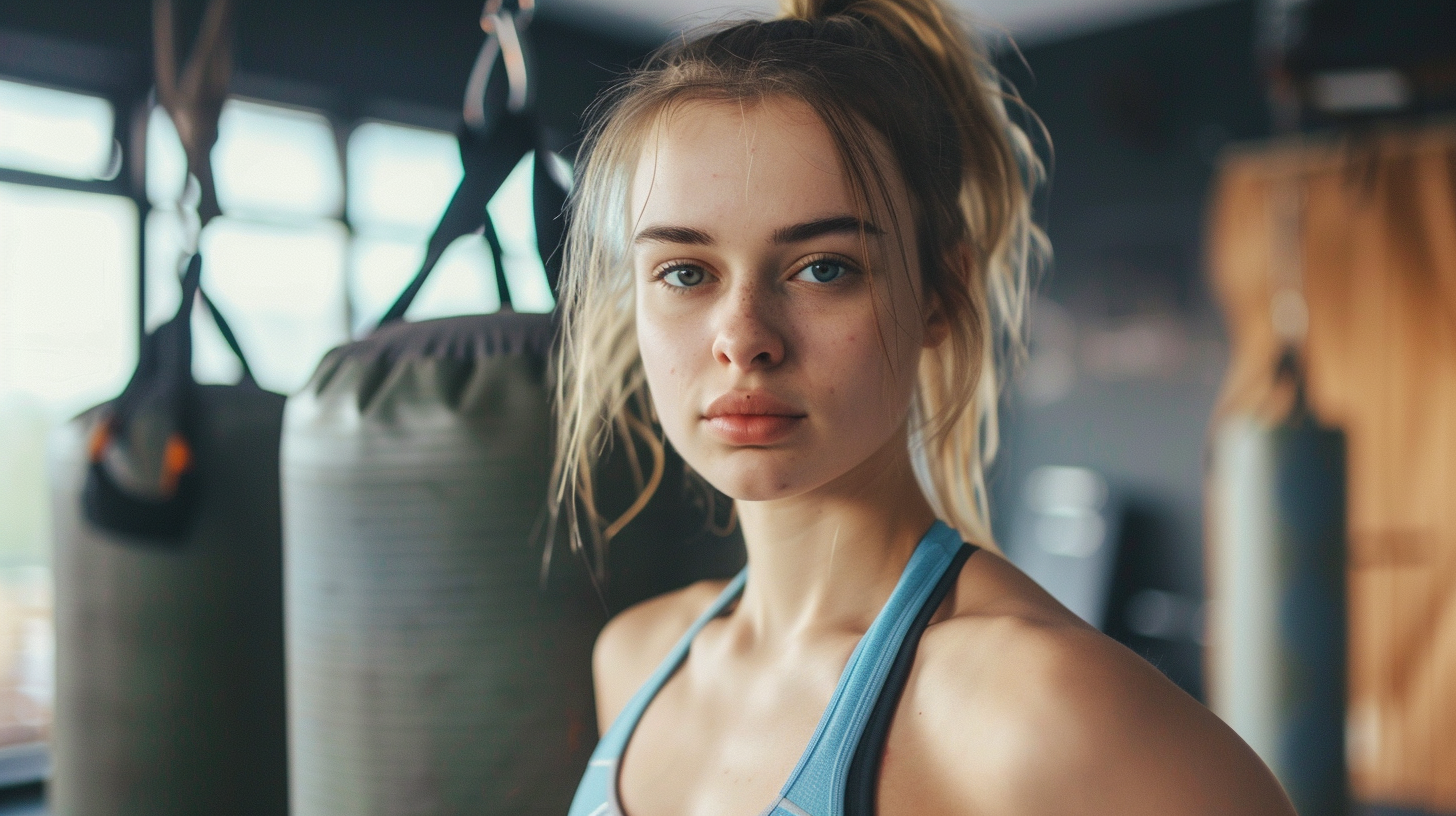 a woman at a boxing gym