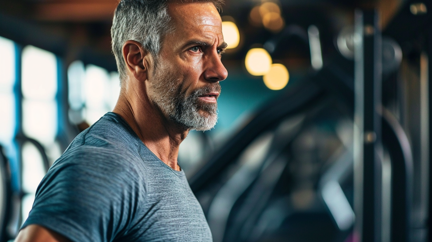 a middle-aged man at the gym