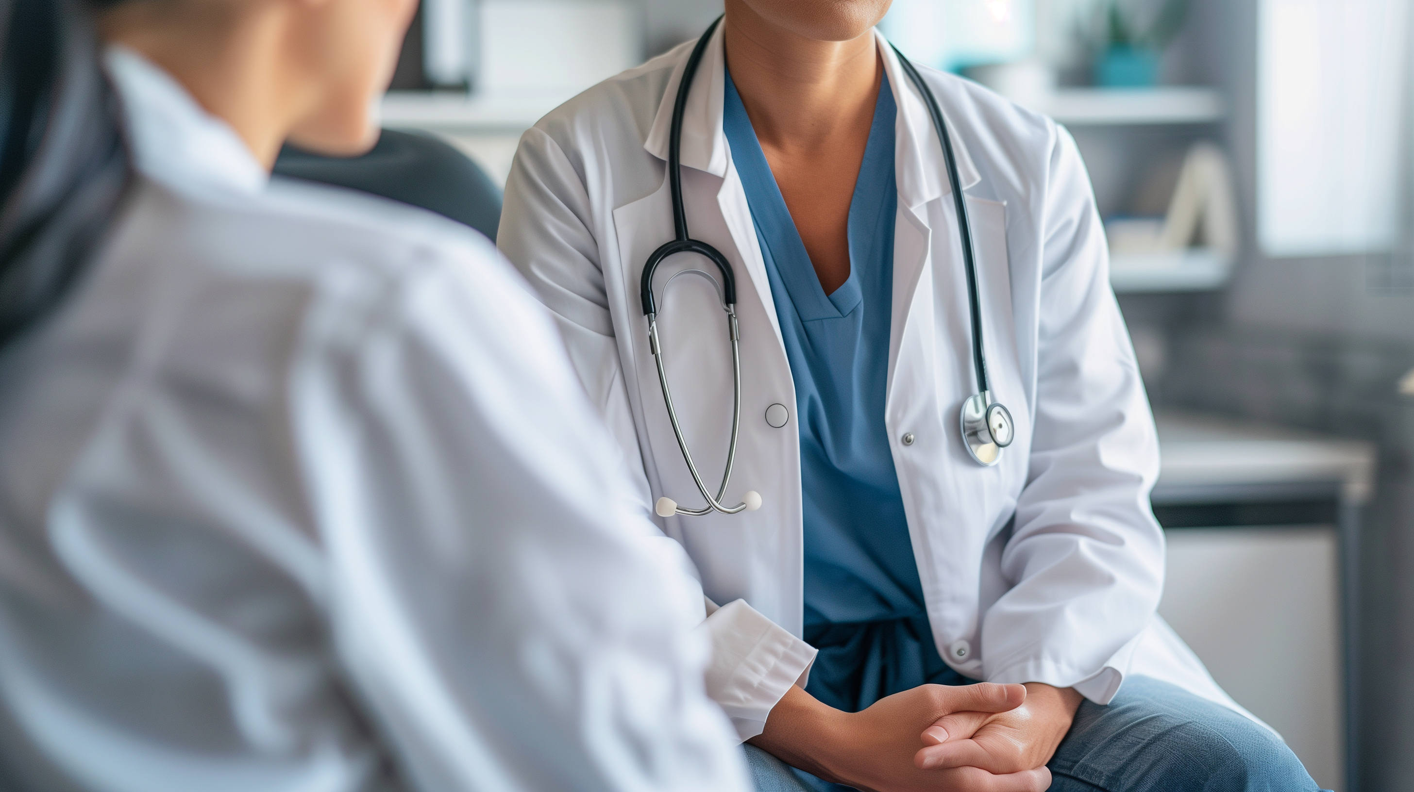 n person consulting with a healthcare provider in a clinic