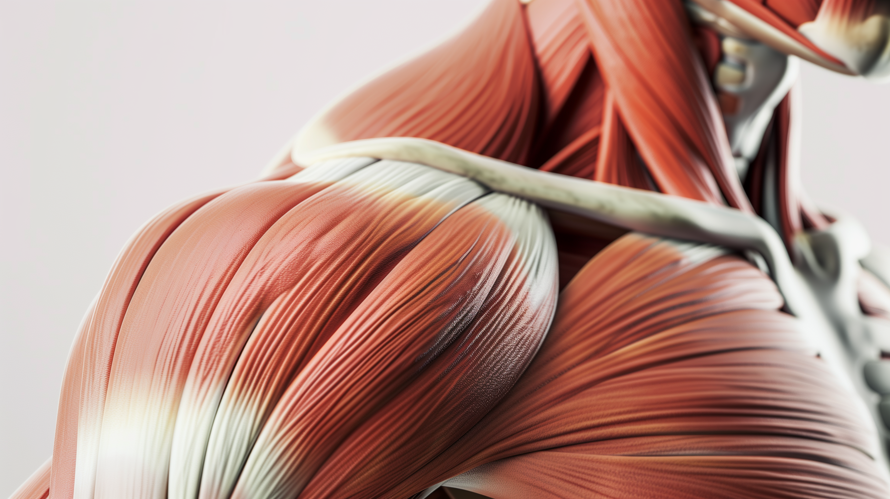 a realistic 3D render of shoulder muscles