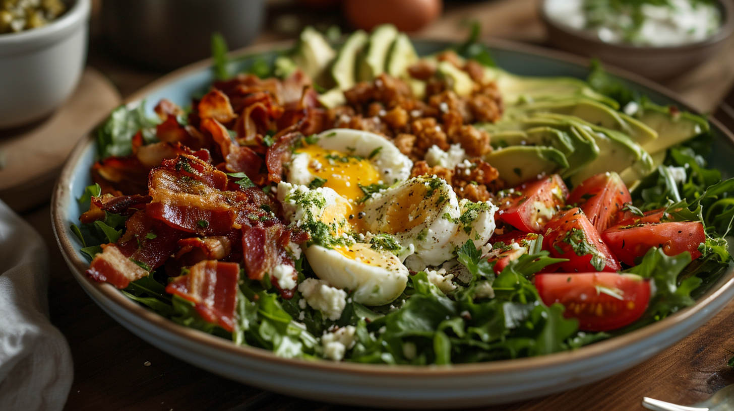 cobb salad with alfalfa sprouts