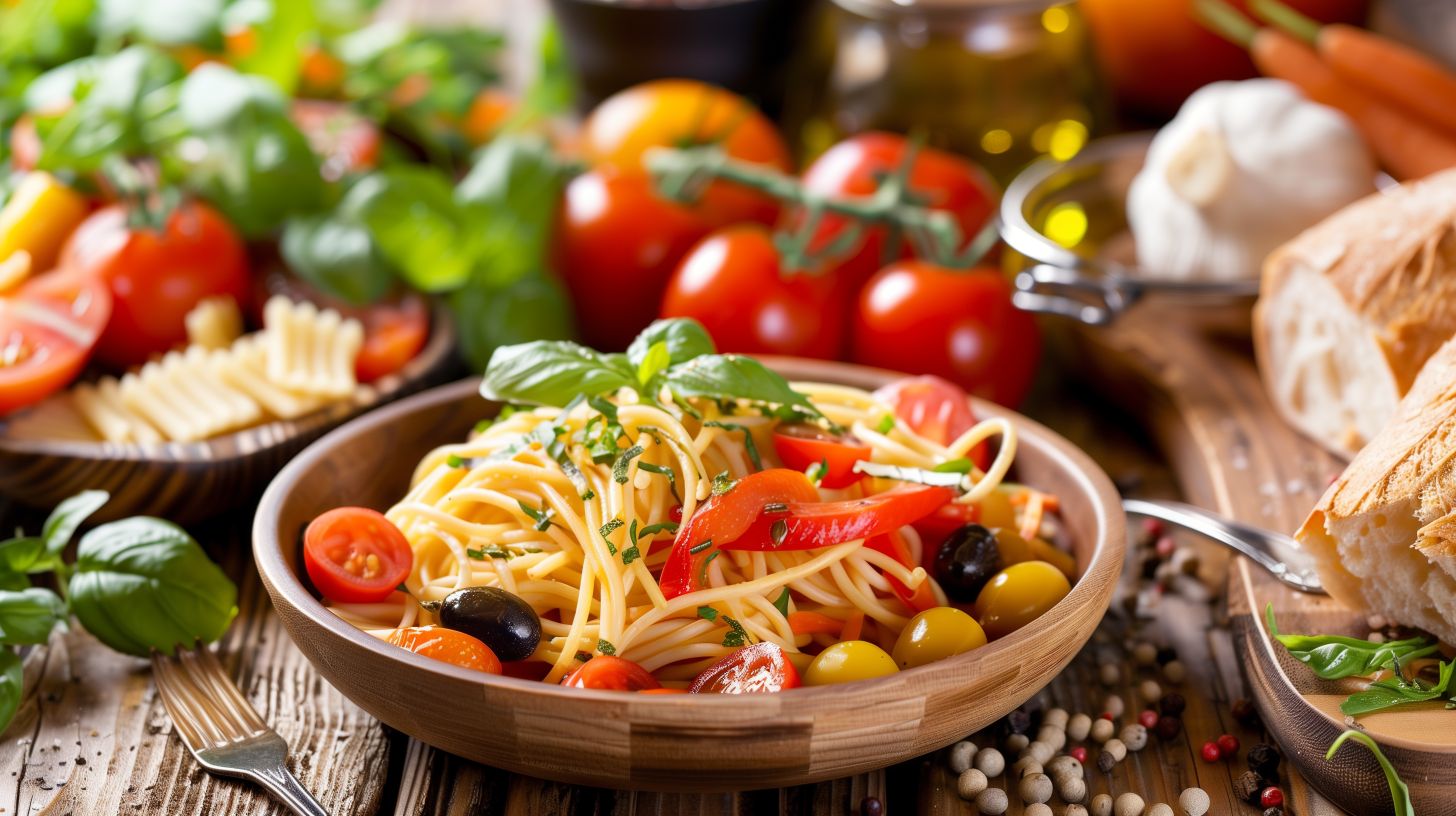 a small pasta dish with veggies