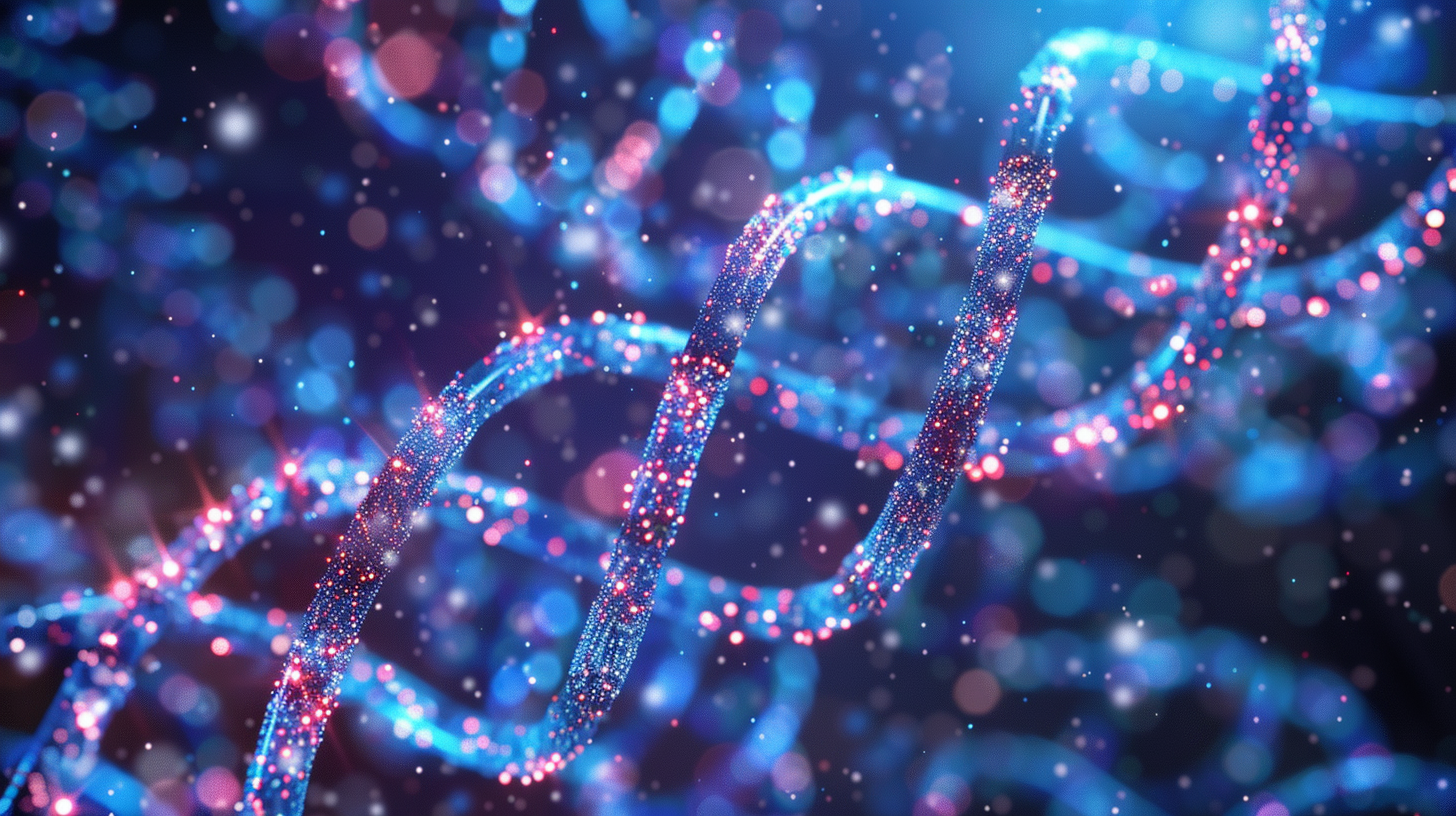 illuminated strand of DNA