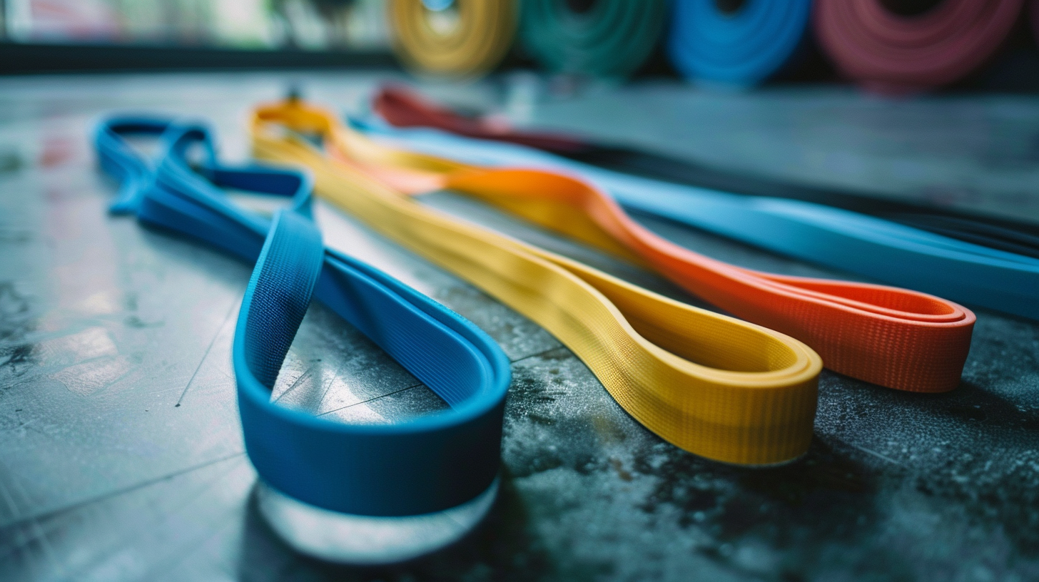 a set of various colorful resistance bands