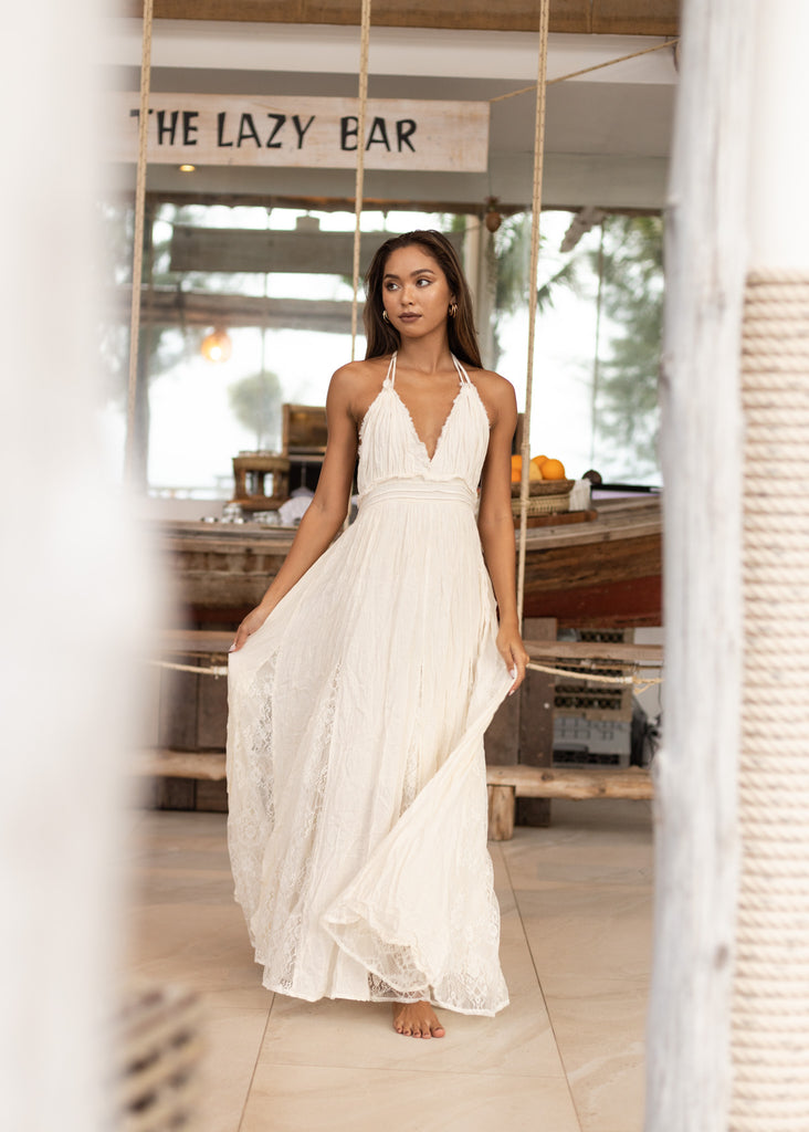 off white boho dress