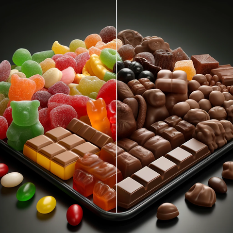 Sweet, colorful assorted chocolates for those craving sugary delight