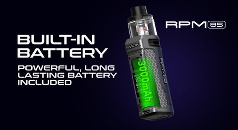 Thanks to a large 3000mAh built-in battery, you can vape for longer before needing to charge your RPM 85 kit.