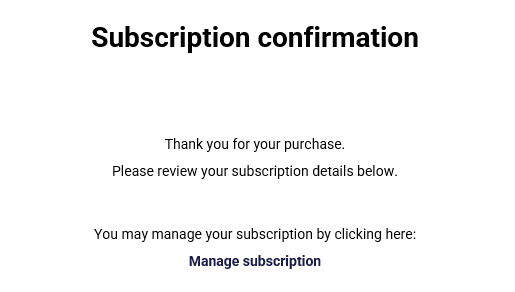 Manage Subscription confirmation email