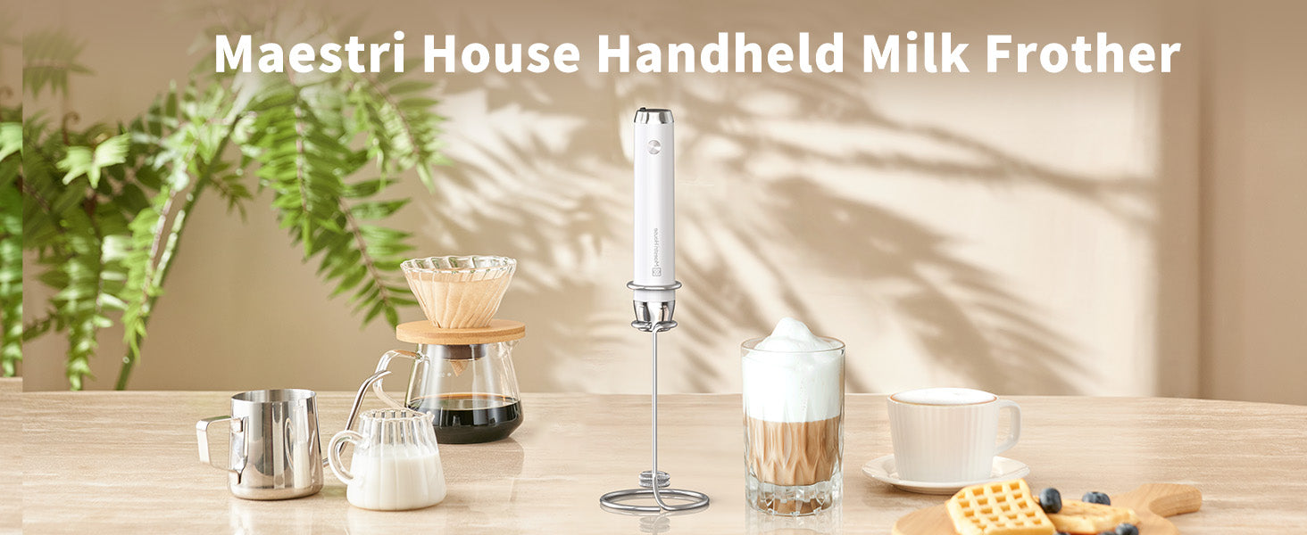 Handheld Milk Frother With Two Heads - USB Rechargeable Battery