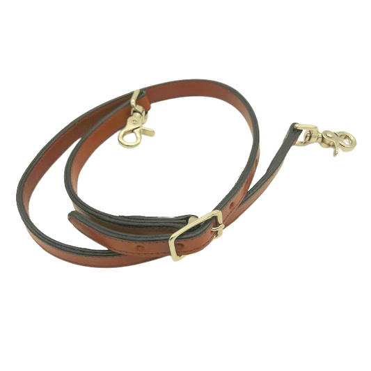 Webbing and Bridle Leather Shoulder Bag Strap Chestnut & Natural Webbing & Brass