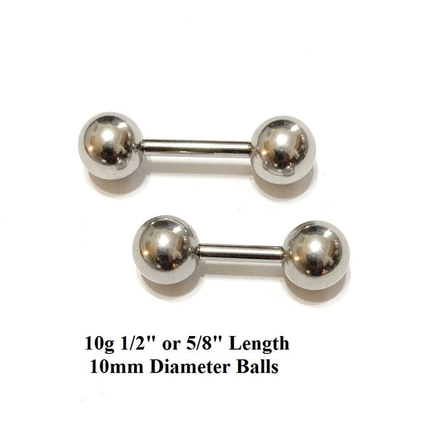 Surgical Steel 10g with 10mm Balls Frenum Barbell or Vagina Massager ...