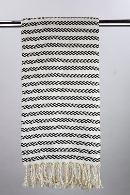 Se Hamam Single stripe Sort - 100 * 180 cm hos Hamam.dk