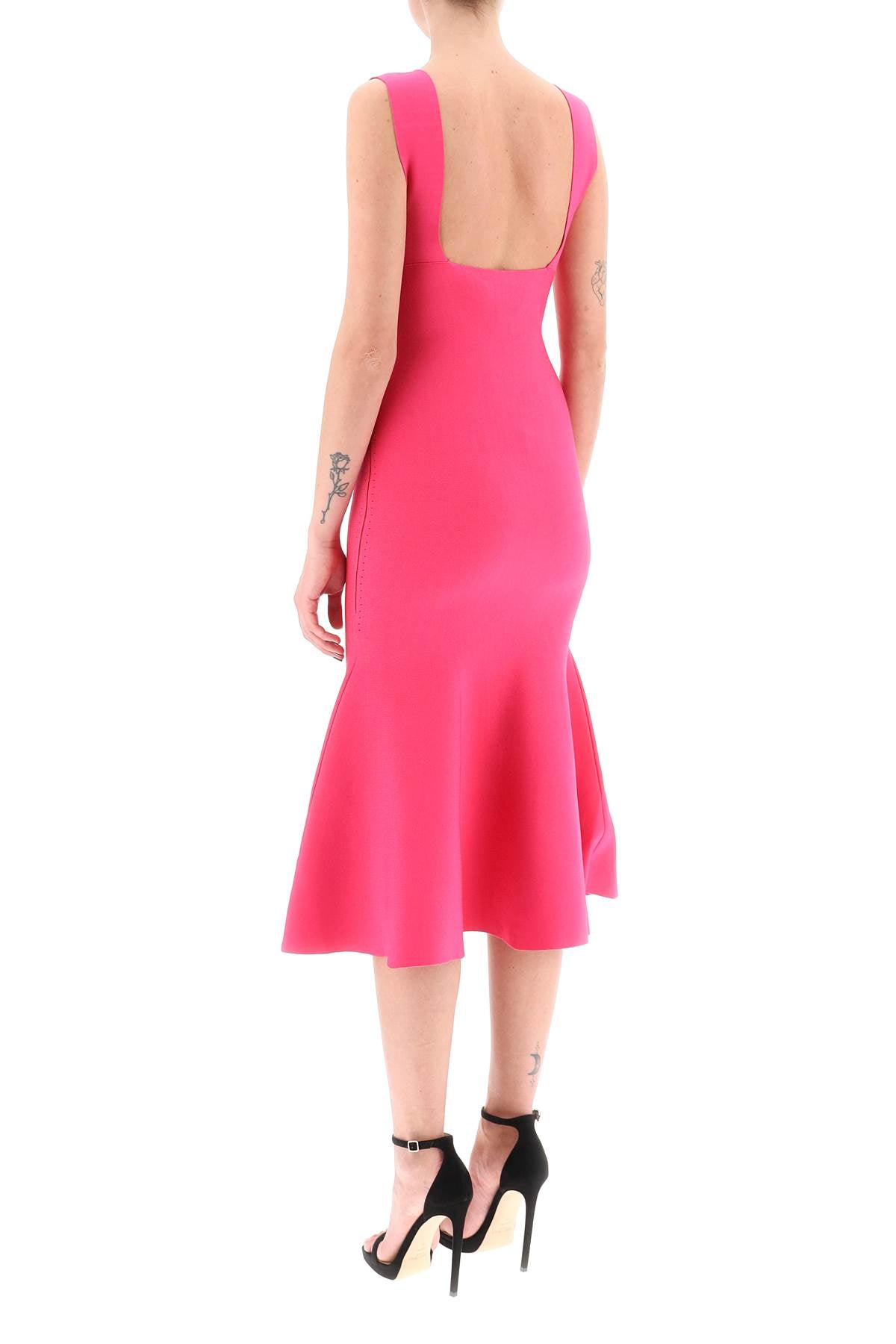Shop Roland Mouret Fluted Hem Midi Dress Women In Pink