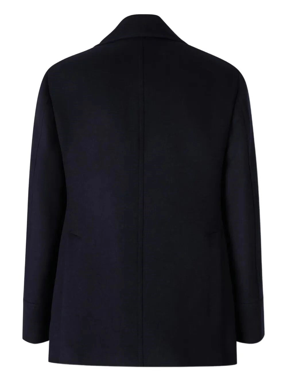 Brunello Cucinelli Navy Blue Double Flannel Caban Blazer In Black