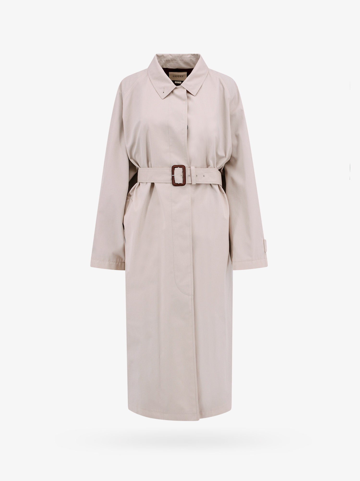 Shop Gucci Woman Trench Woman Beige Trench Coats In Cream