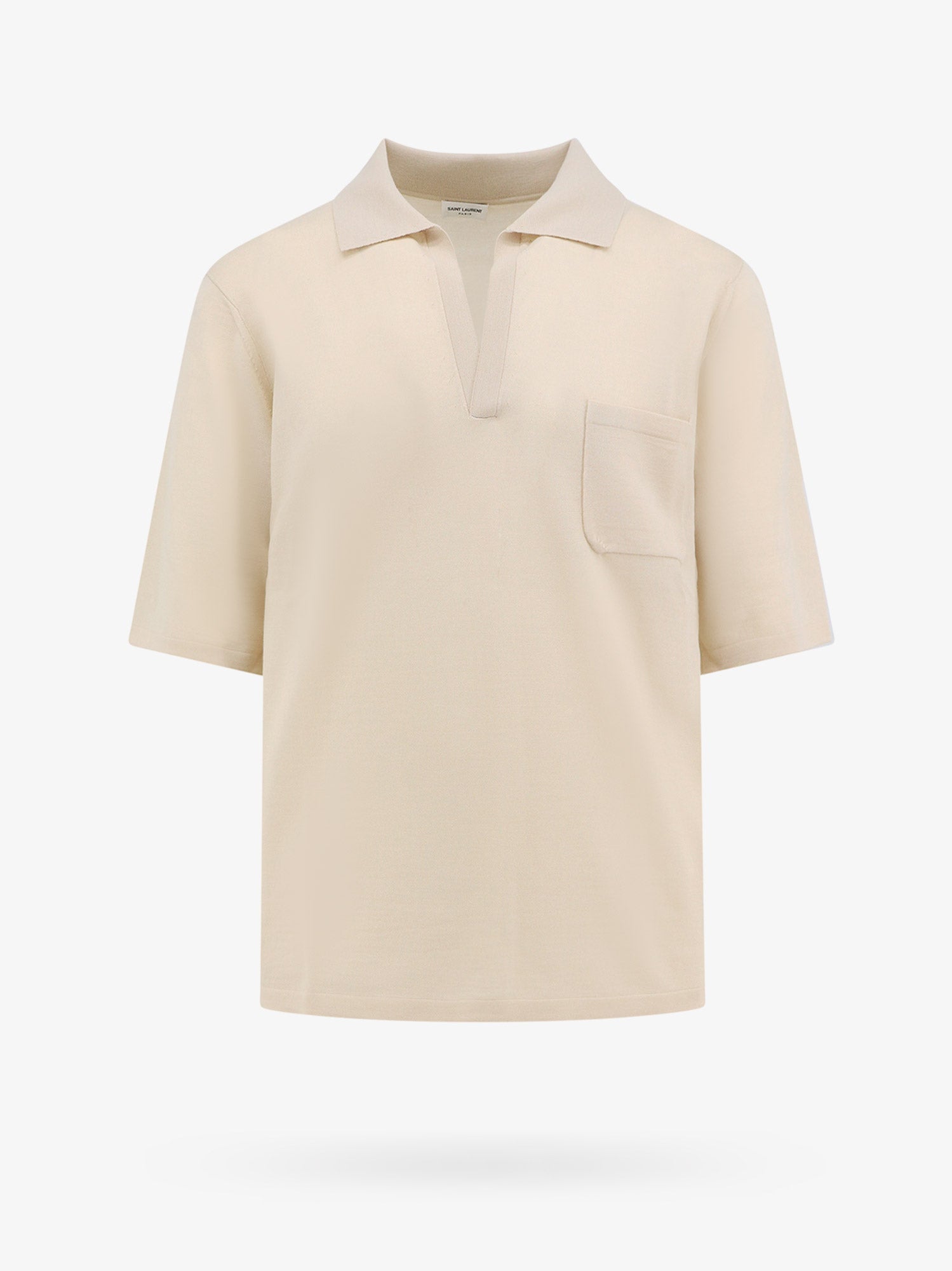Shop Saint Laurent Man Cassandre Man Beige Polo Shirts In Cream