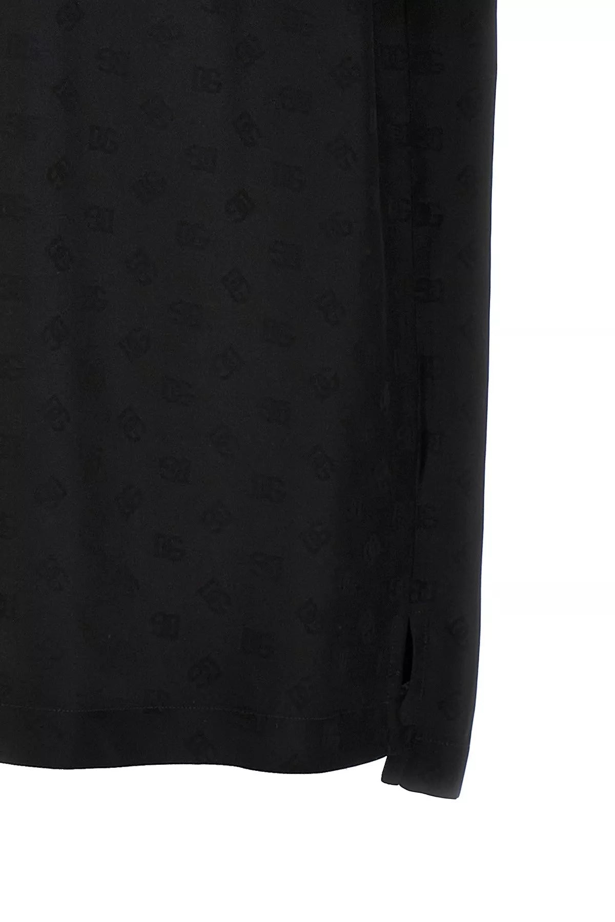 Dolce & Gabbana Black Shirt With Logo Print On The Sleeves In Silk Man In Multicolor