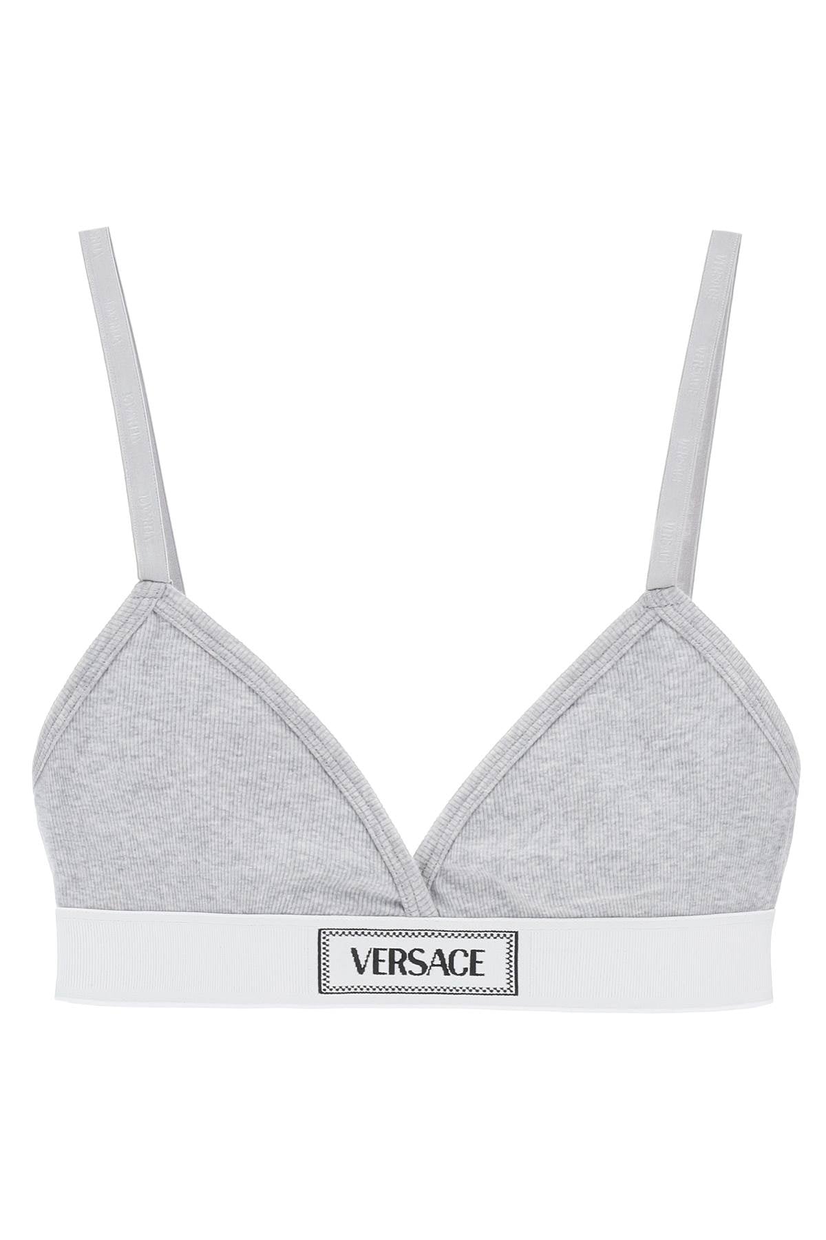 Shop Versace '90s Logo Ribbed Bralette Women In Multicolor