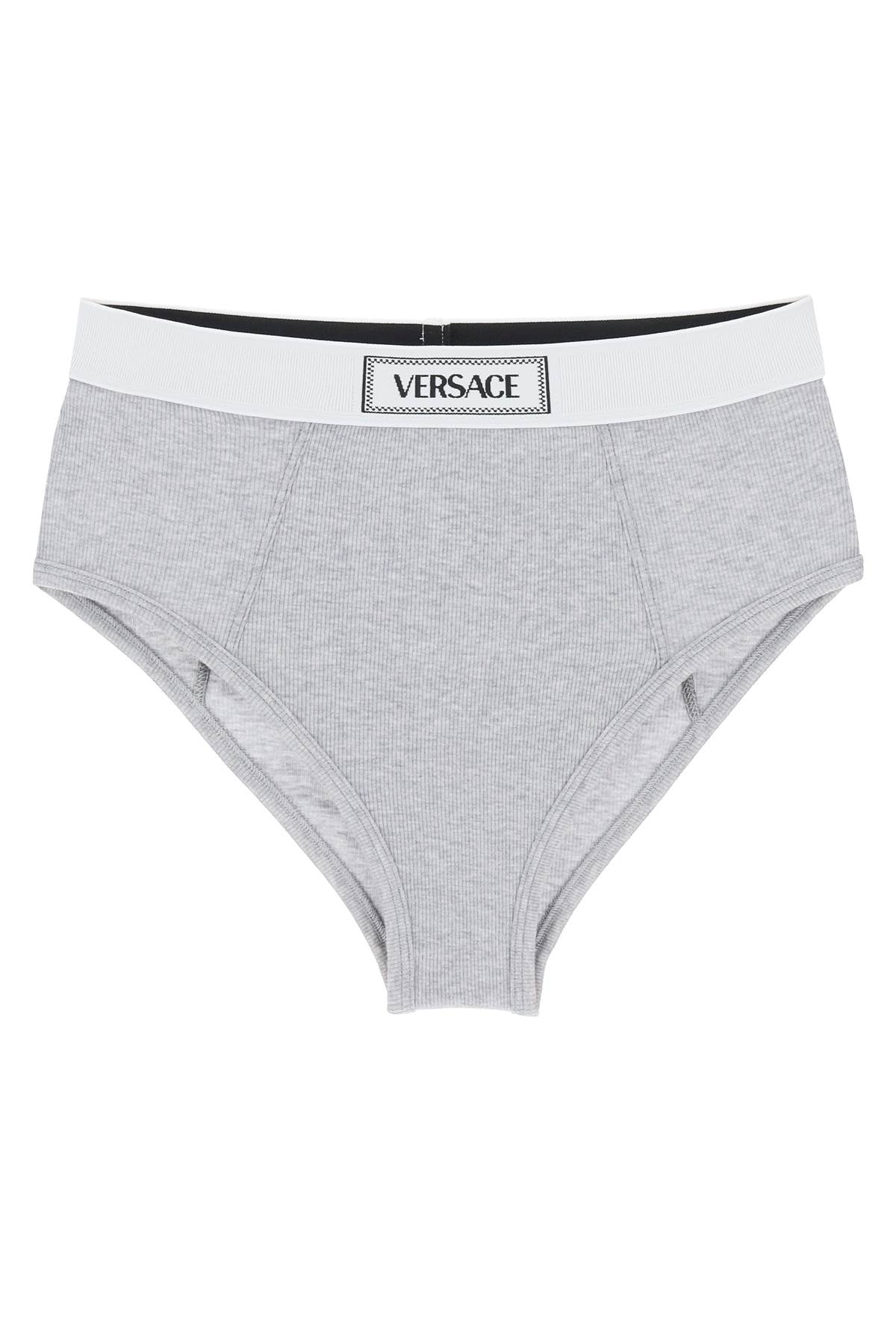 Shop Versace Ribbed Briefs With '90s Logo Women In Multicolor