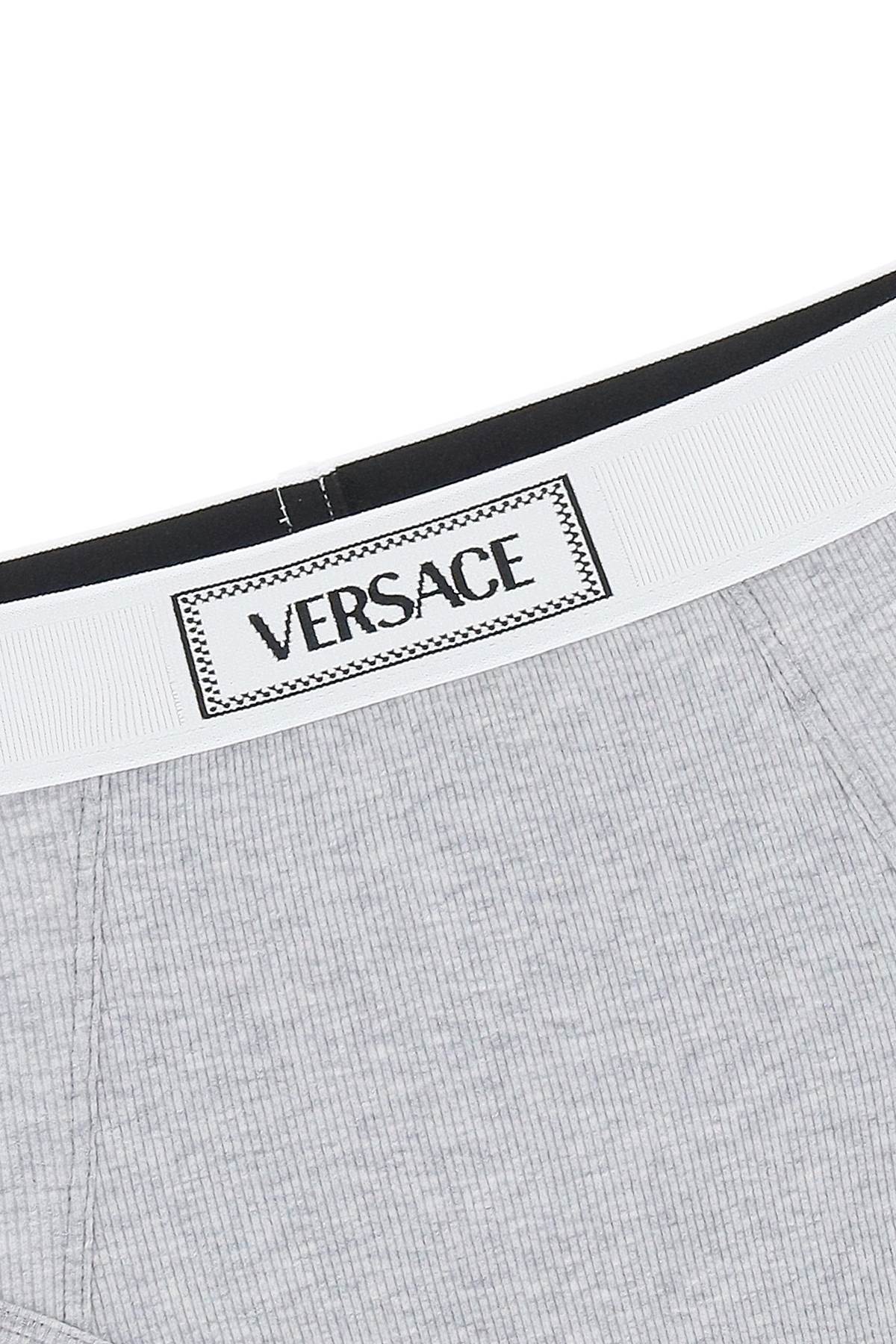 Shop Versace Ribbed Briefs With '90s Logo Women In Multicolor