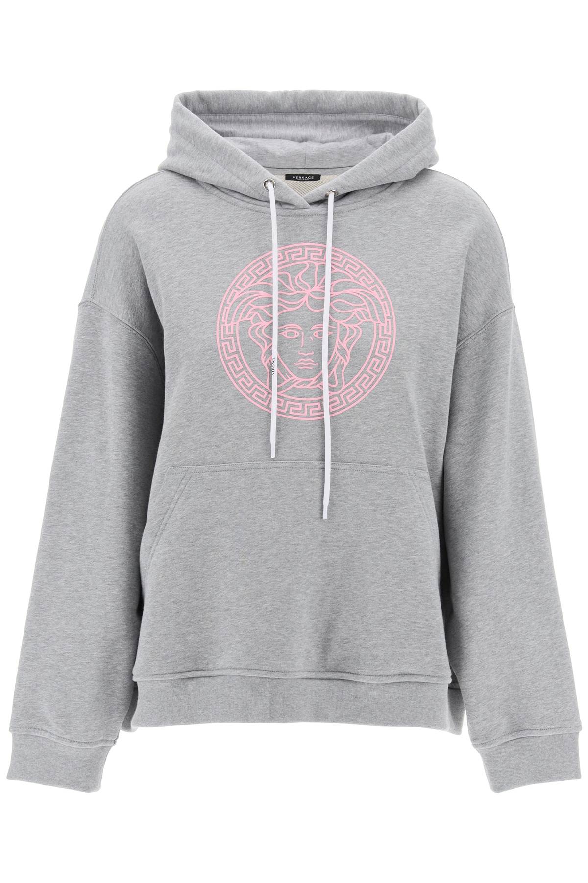 Shop Versace Hooded Sweatshirt With Women In Multicolor