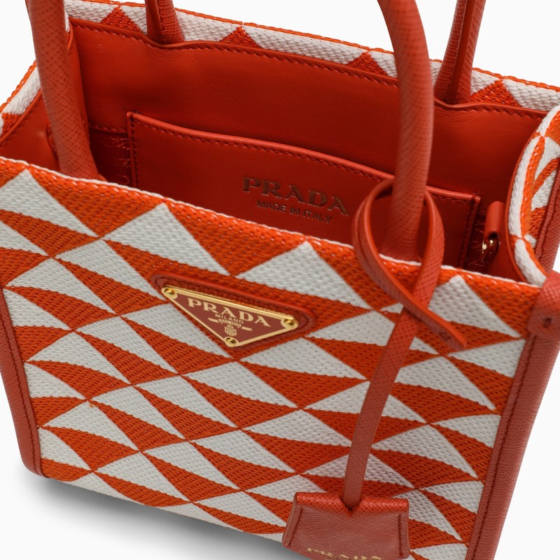 Orange Small Saffiano Leather Prada Panier Bag