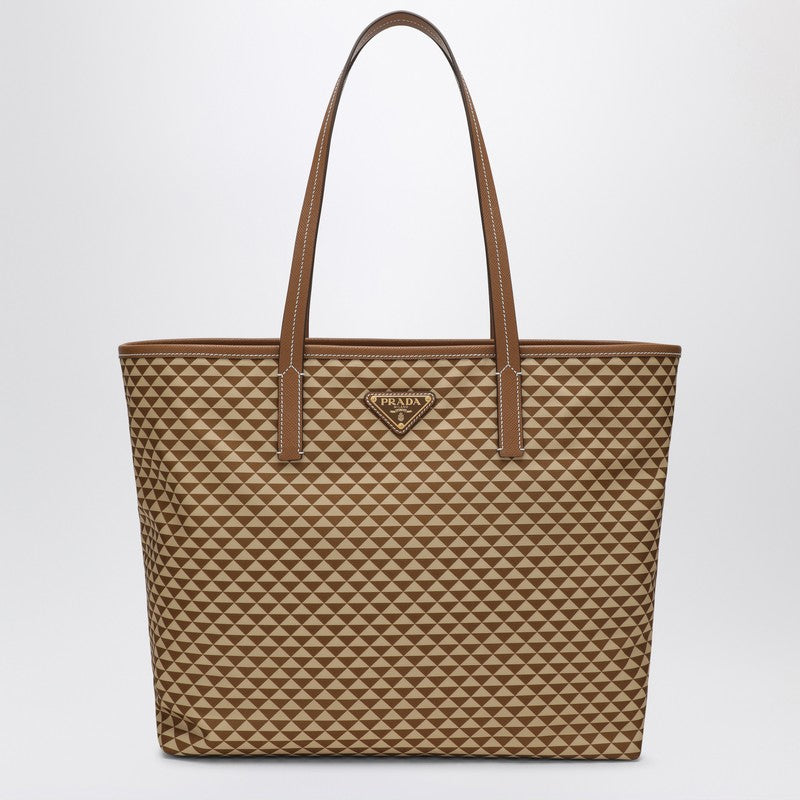 Prada Caramel-coloured Bag In Printed Re-nylon Women In Cream
