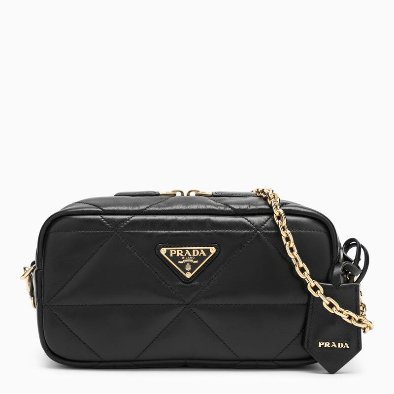 Prada Camera Shoulder Quilted Leather Black in Leather with Silver-tone - US