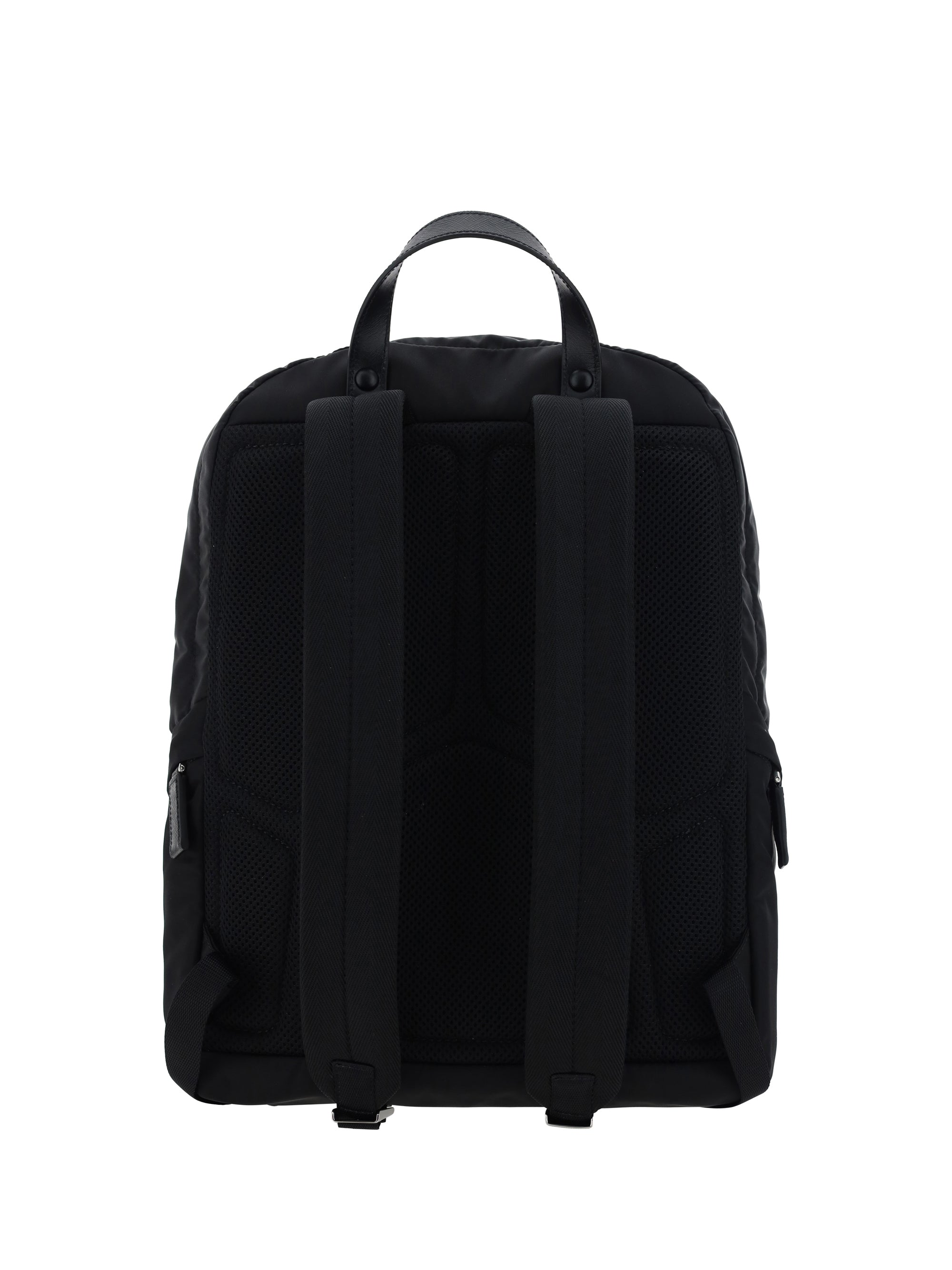 Prada Re-nylon Triangle Logo Backpack In Black