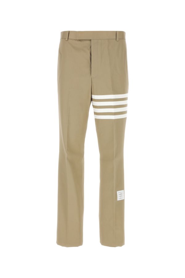 Shop Thom Browne Man Cappuccino Cotton Pant