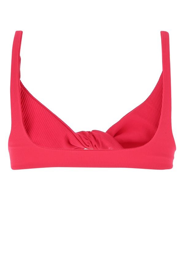 Shop Attico The  Woman Fuchsia Stretch Nylon Bikini Top In Pink