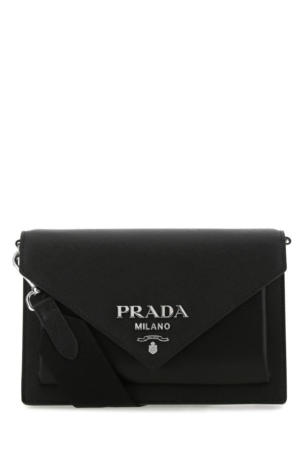 Prada Woman Black Leather Crossbody Bag