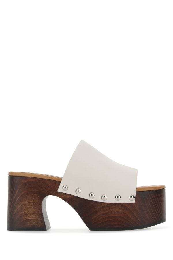 Shop Marni Woman Ivory Leather Mules In White