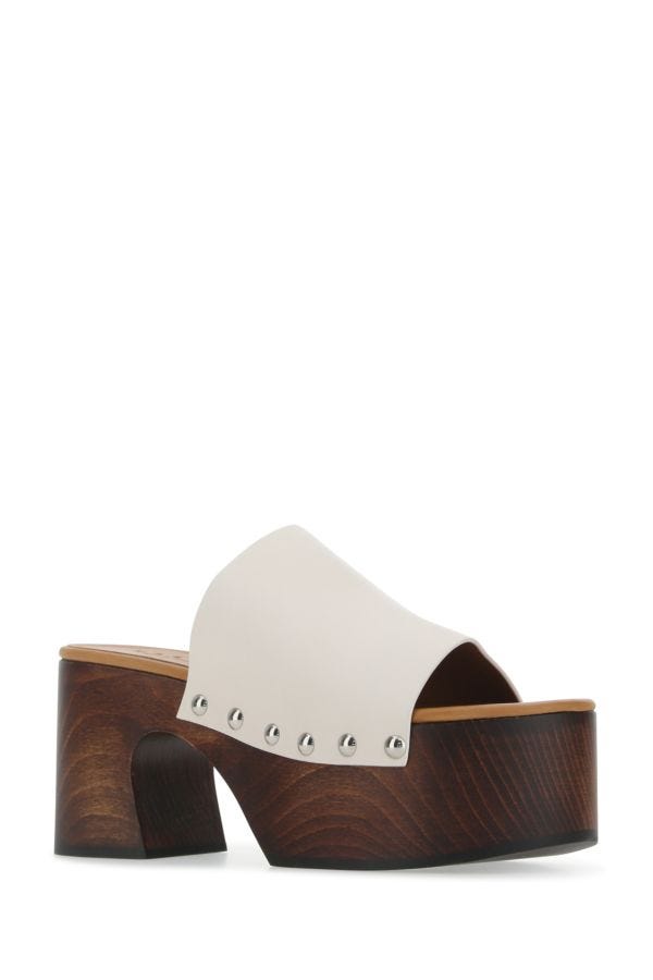 Shop Marni Woman Ivory Leather Clogs In White
