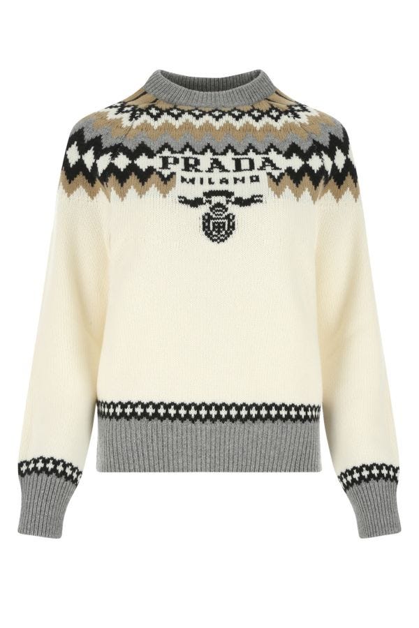 PRADA PRADA WOMAN EMBROIDERED CASHMERE SWEATER