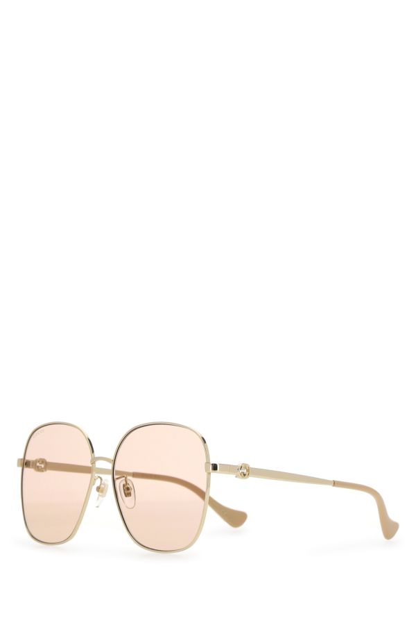 Gucci Woman Gold Metal Sunglasses In Neutral