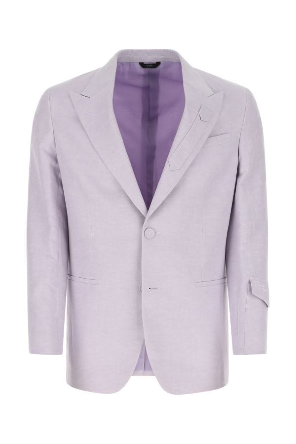 Fendi Man Lilac Linen Blend Blazer In Purple