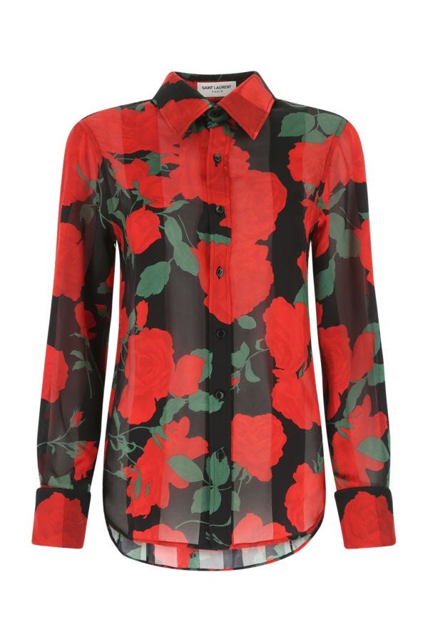 SAINT LAURENT SAINT LAURENT WOMAN PRINTED SILK SHIRT