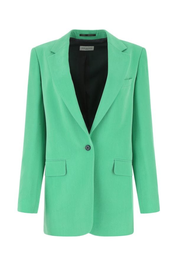 DRIES VAN NOTEN DRIES VAN NOTEN WOMAN GREEN VISCOSE BLEND BLAZER