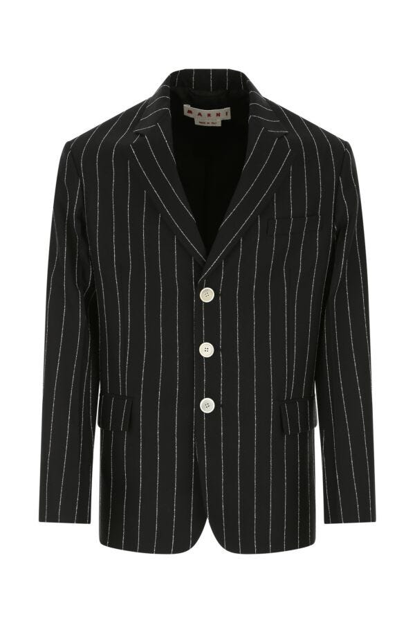 Marni Man Embroidered Wool Blazer In Multicolor