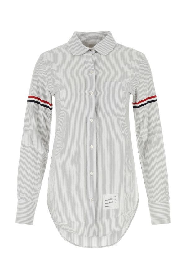 Thom Browne Woman Printed Cotton Shirt In Gray