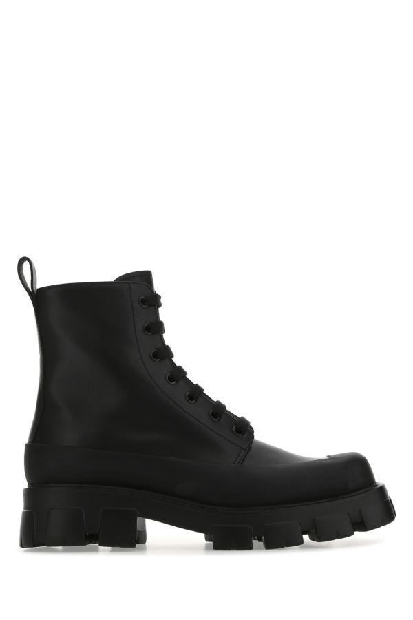 Prada Man Black Leather Ankle Boots